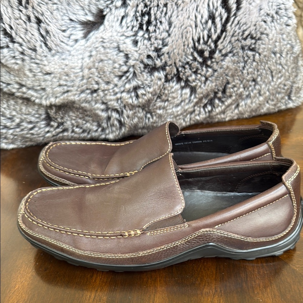 Cole Haan Mens Brown Leather Slip-On Loafers driving shoes sole 10.5 great shape